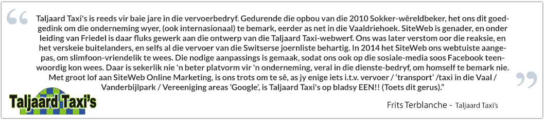 taljaard taxi testimonial